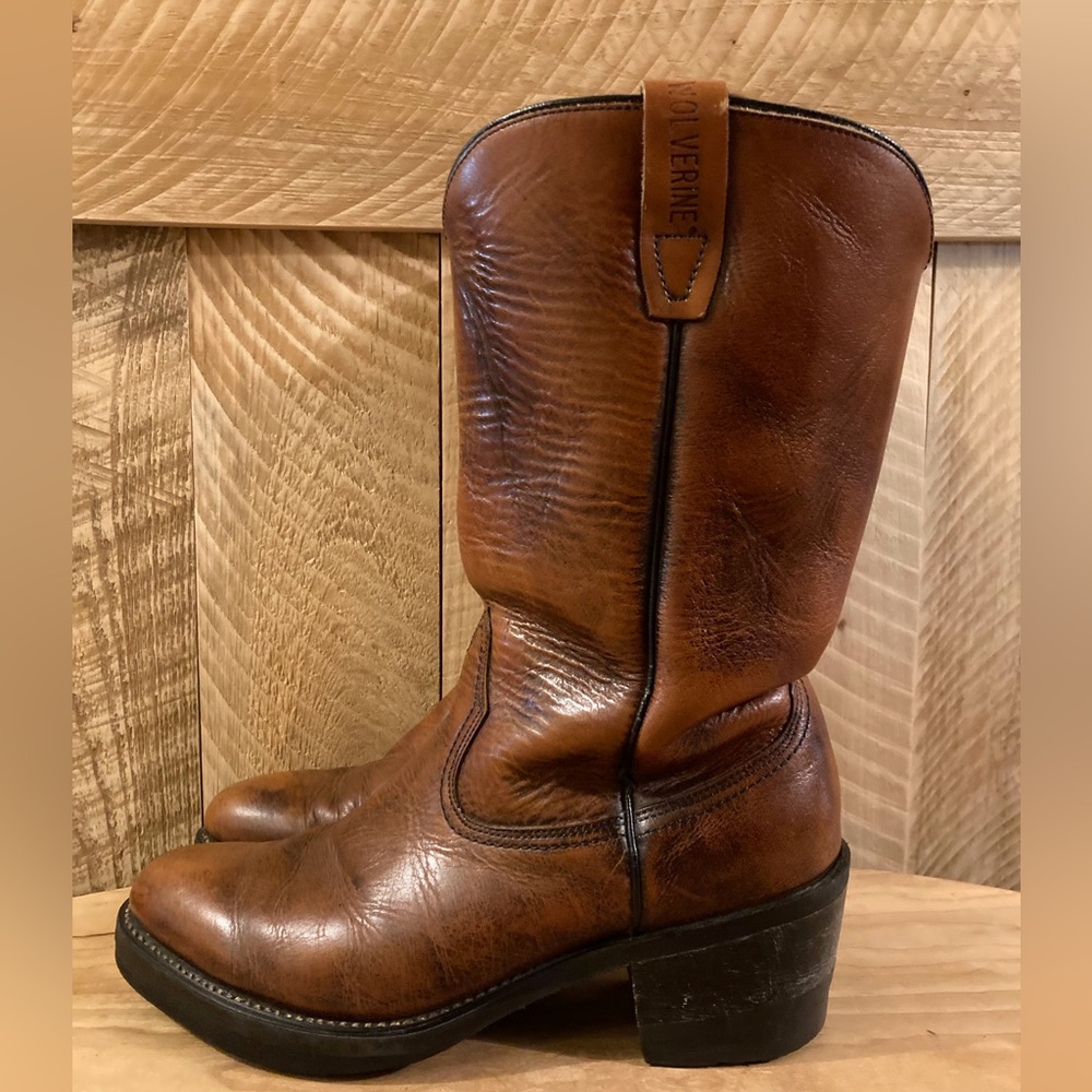 Vintage Wolverine Cognac Boots Size 8 2E - Picture 3 of 10